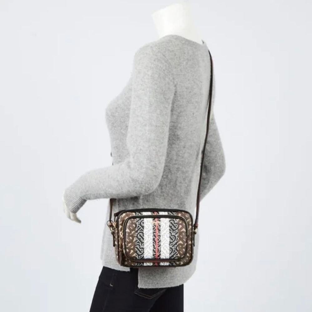 BURBERRY Monogram Stripe E-canvas Camera Bag - Picture 4 of 16